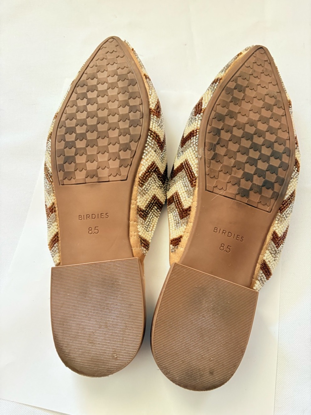 Birdies The Swan Beaded Chevron Pointed Mules - Gold, Brown - Size 8.5 - Picture 5 of 7